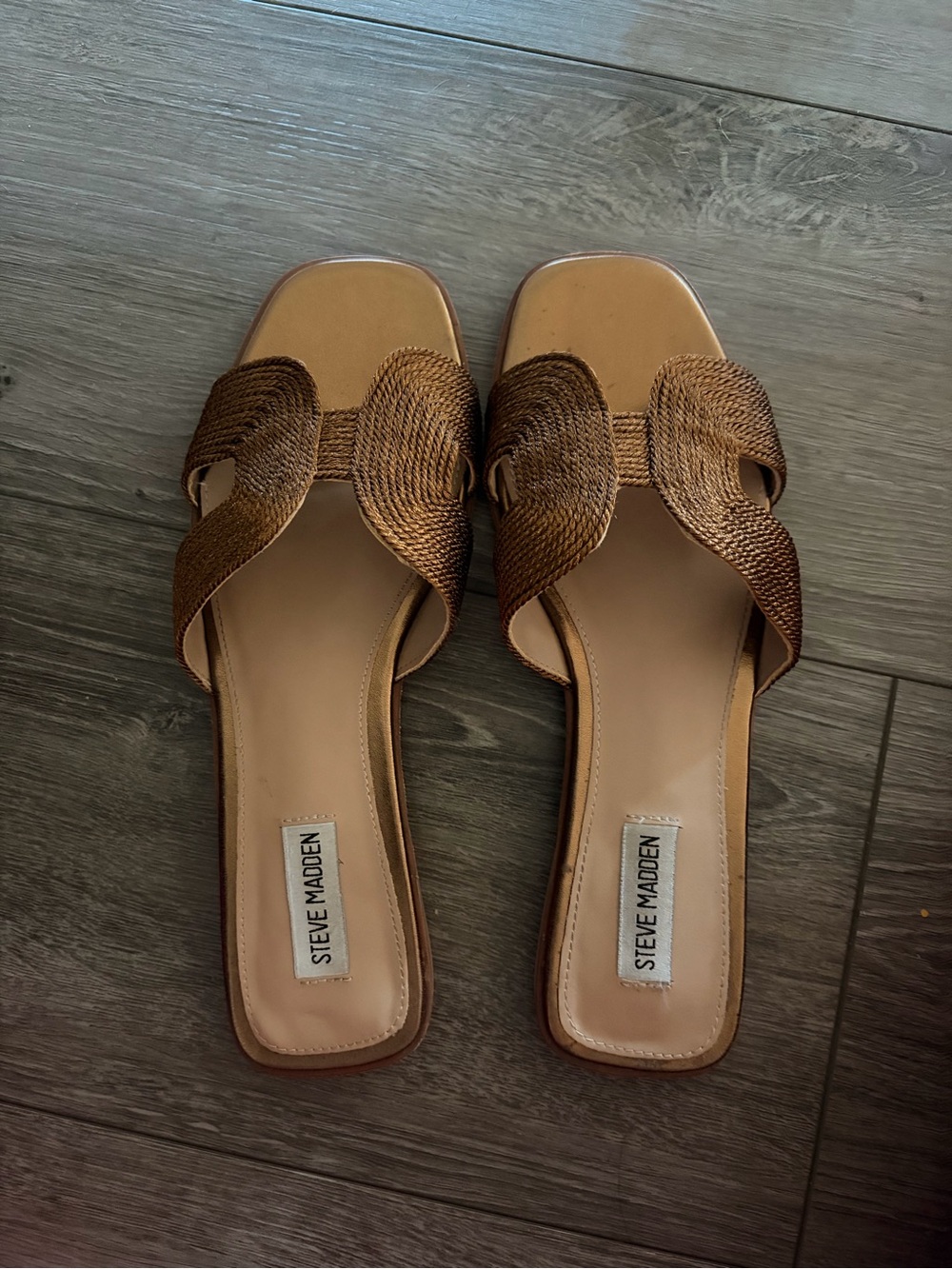 Steve Madden Brown Woven Slide Mules